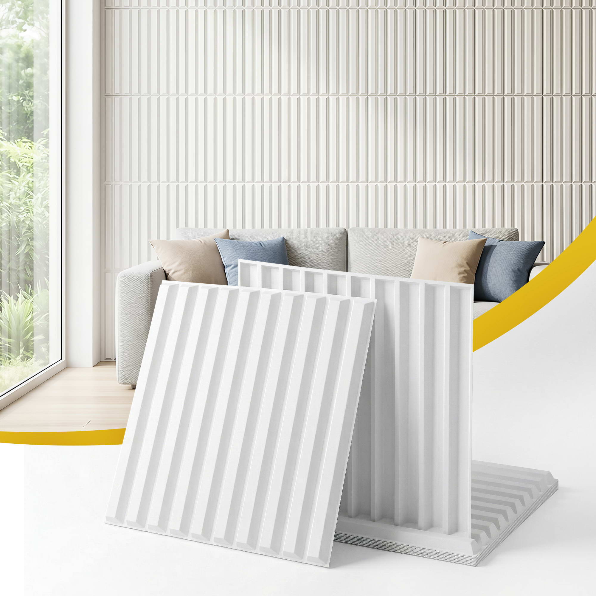 Artiss 3D Wall Panels Vertical PVC Decorative Panels 50x50cm Set of 15 Feature Wall Vert-Home &amp; Garden > Decor > Wallpaper-PEROZ Accessories