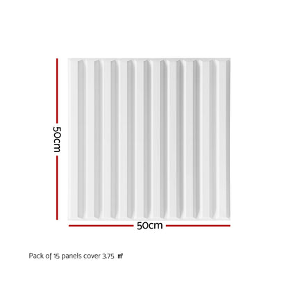 Artiss 3D Wall Panels Vertical PVC Decorative Panels 50x50cm Set of 15 Feature Wall Vert-Home &amp; Garden > Decor > Wallpaper-PEROZ Accessories