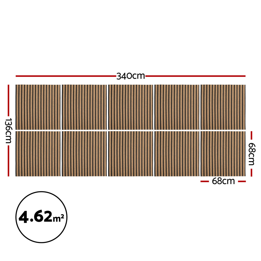Artiss 10PCS Peel and Stick Wall Panels Tiles 68X68CM Self Adhesive for Home Office Studio Brown-Home &amp; Garden > Decor > Wallpaper-PEROZ Accessories