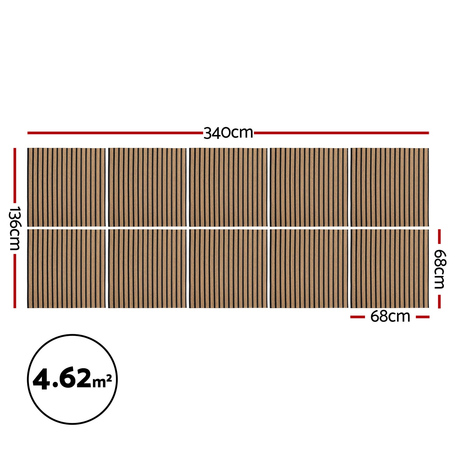 Artiss 10PCS Peel and Stick Wall Panels Tiles 68X68CM Self Adhesive for Home Office Studio Brown-Home &amp; Garden > Decor > Wallpaper-PEROZ Accessories