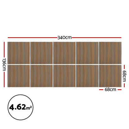 Artiss 10PCS Peel and Stick Wall Panels Tiles 68X68CM Self Adhesive for Home Office Studio Brown-Home &amp; Garden > Decor > Wallpaper-PEROZ Accessories