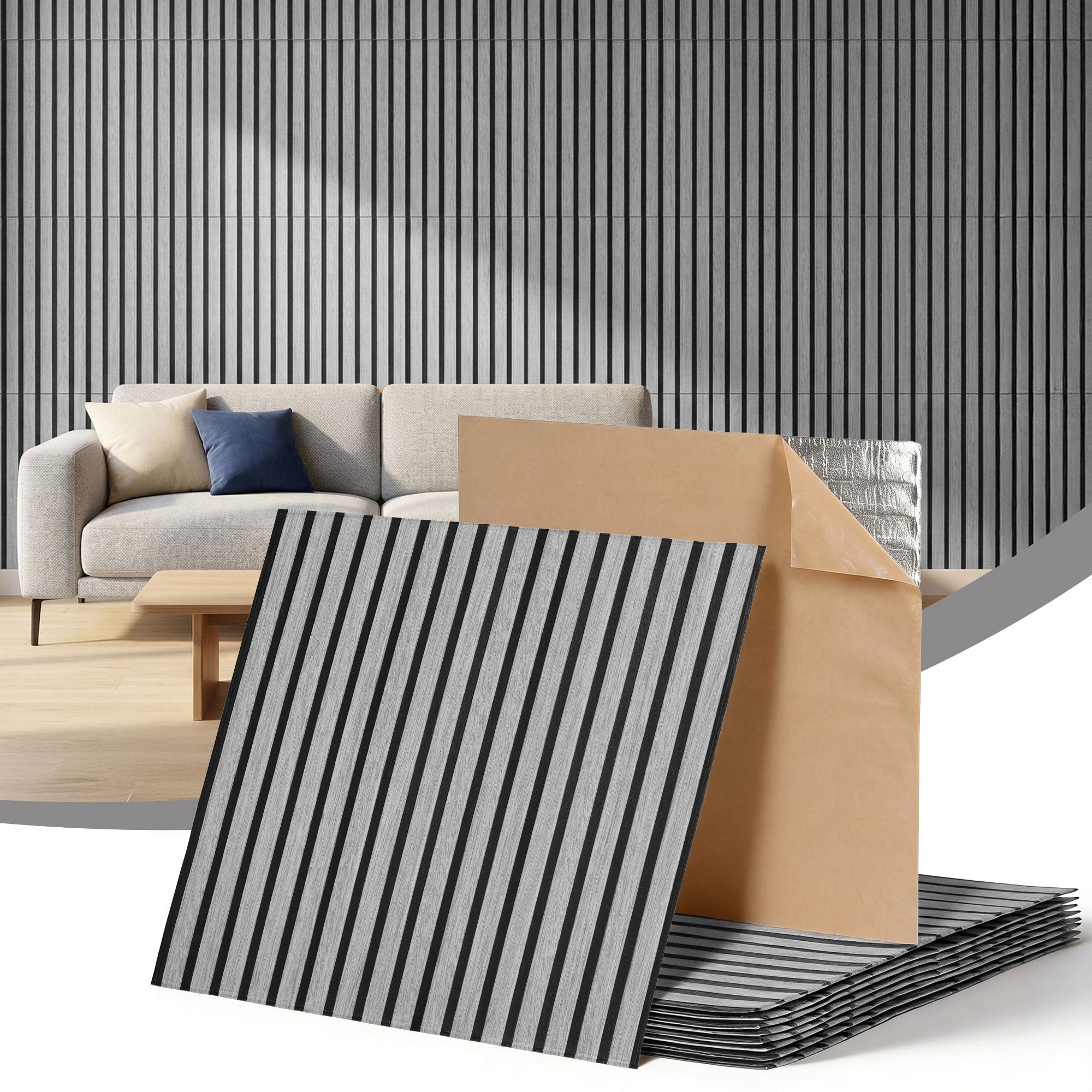 Artiss 10PCS Peel and Stick Wall Panels Tiles 68X68CM Self Adhesive for Home Office Studio Grey-Home &amp; Garden > Decor > Wallpaper-PEROZ Accessories
