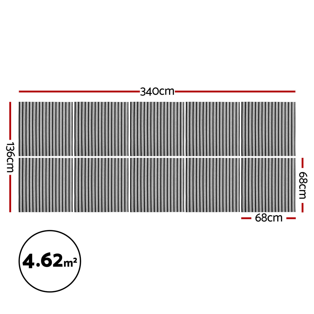 Artiss 10PCS Peel and Stick Wall Panels Tiles 68X68CM Self Adhesive for Home Office Studio Grey-Home &amp; Garden > Decor > Wallpaper-PEROZ Accessories