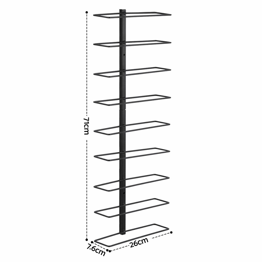 Artiss Wall Mounted Wine Rack 9 Bottles Display Storage Organizer Metal Black-Furniture > Dining > Wine Racks-PEROZ Accessories