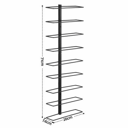 Artiss Wall Mounted Wine Rack 9 Bottles Display Storage Organizer Metal Black-Furniture > Dining > Wine Racks-PEROZ Accessories