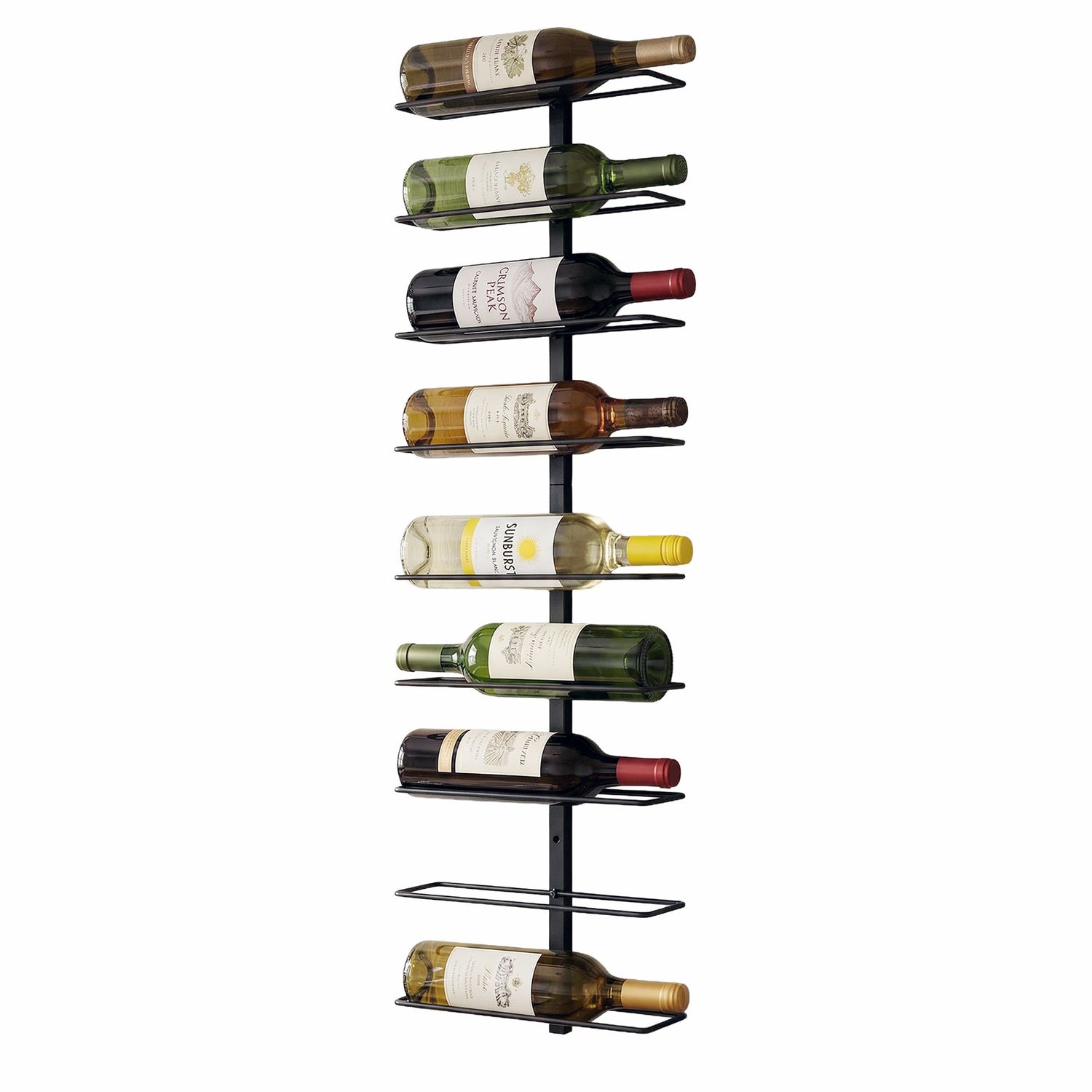 Artiss Wall Mounted Wine Rack 9 Bottles Display Storage Organizer Metal Black-Furniture > Dining > Wine Racks-PEROZ Accessories
