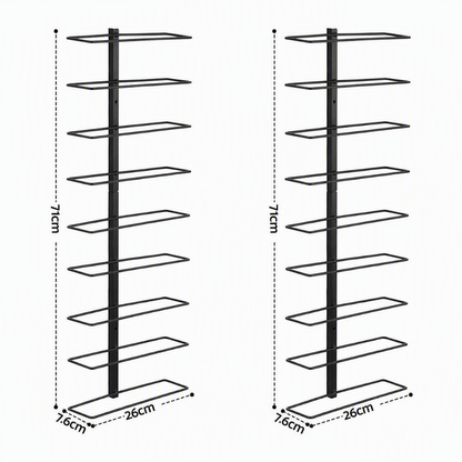 Artiss Wall Mounted Wine Rack Holder Black Metal - Set of 2 (18-Bottle Capacity)-Furniture > Dining > Wine Racks-PEROZ Accessories