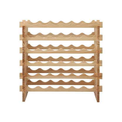 Artiss 36 Bottle Wooden Wine Rack 6 Tier Modular Wine Display Storage Stand Freestanding Holder Natural Pine Wood, 70 x 30 x 70cm