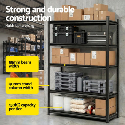 Giantz Garage Shelving 1.8X1.2m Warehouse Rack Storage Shelves Workshop Racks Steel-Tools > Tools Storage > Wall Storage Racks-PEROZ Accessories
