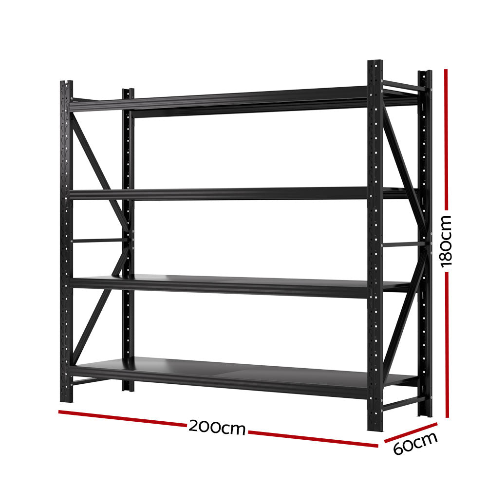 Giantz 2Mx1.8M Garage Shelving Warehouse Rack Pallet Racking Storage Shelf Black-Tools &gt; Tools Storage &gt; Wall Storage Racks-PEROZ Accessories