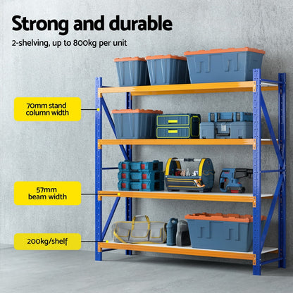 Giantz 4Mx2M Garage Shelving Warehouse Rack-Tools &gt; Tools Storage &gt; Wall Storage Racks-PEROZ Accessories