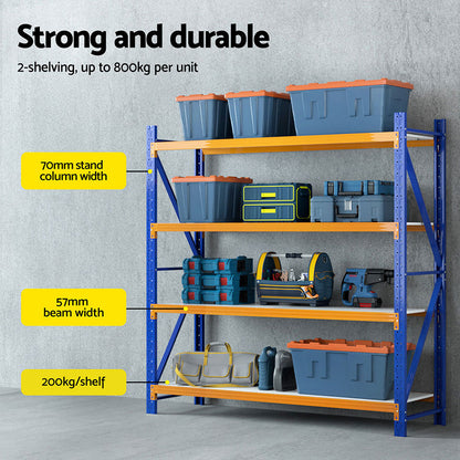 Giantz 4Mx2M Garage Shelving Warehouse Rack Orange-Tools &gt; Tools Storage &gt; Wall Storage Racks-PEROZ Accessories