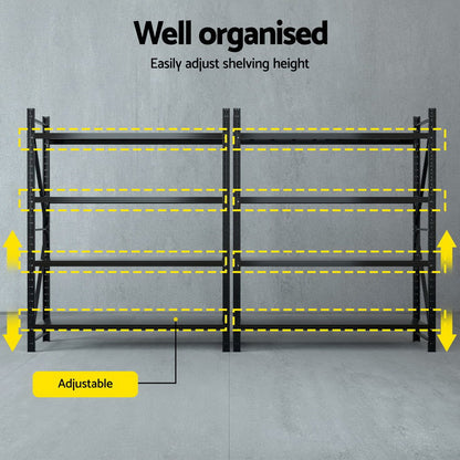 Giantz 4Mx2.4M Garage Shelving Warehouse Rack Black-Tools &gt; Tools Storage &gt; Wall Storage Racks-PEROZ Accessories