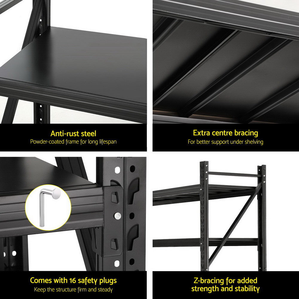 Giantz 4Mx2.4M Garage Shelving Warehouse Rack Black-Tools &gt; Tools Storage &gt; Wall Storage Racks-PEROZ Accessories