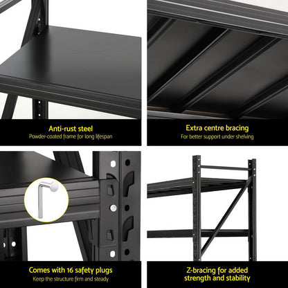 Giantz 4Mx2.4M Garage Shelving Warehouse Rack Black-Tools &gt; Tools Storage &gt; Wall Storage Racks-PEROZ Accessories