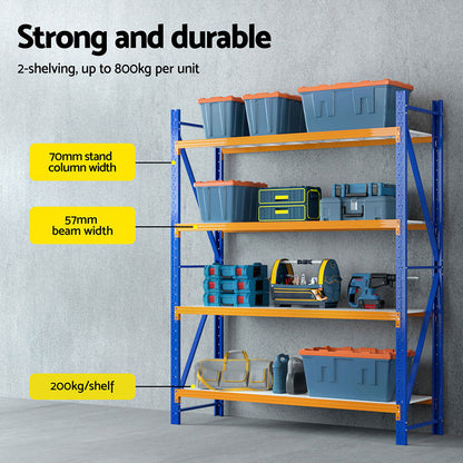 Giantz 4Mx2.4M Garage Shelving Warehouse Rack-Tools &gt; Tools Storage &gt; Wall Storage Racks-PEROZ Accessories