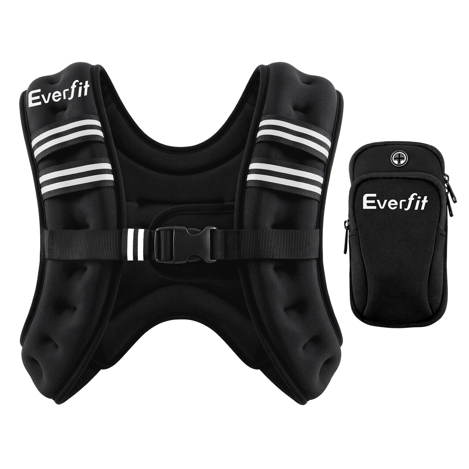 Everfit 3kg Weighted Vest Men Women, Reflective Running Vest with Armband Pouch