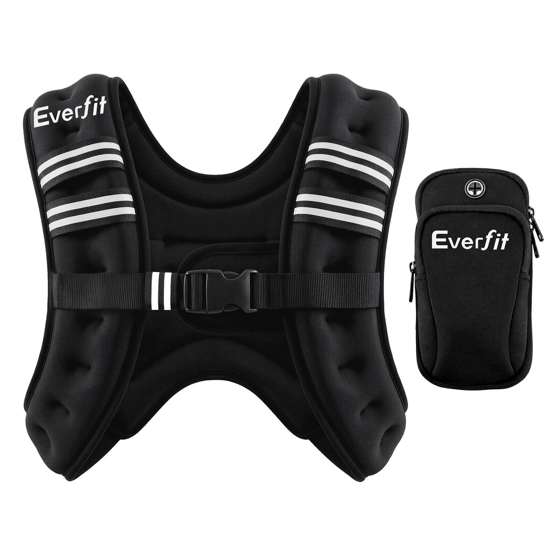 Everfit 10kg Weighted Vest Men Women, Reflective Running Vest with Armband Pouch