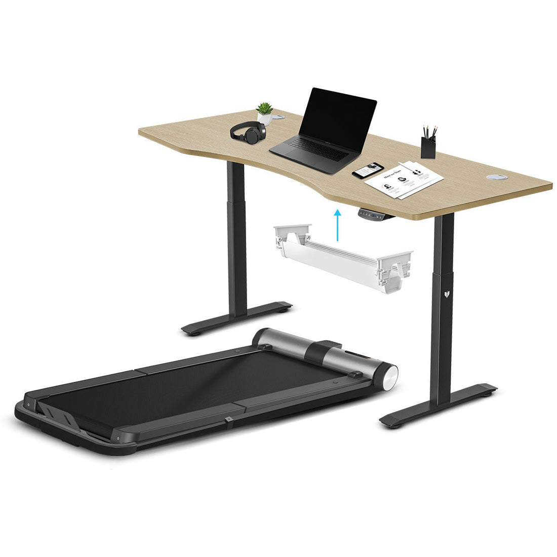 WalkingPad MC21 with Dual Motor Automatic Standing Desk 180cm in Oak and Cable Management-Walking Pad-PEROZ Accessories