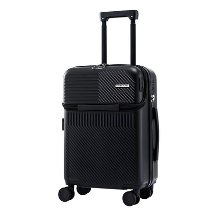 Wanderlite 20" Luggage Suitcase Front Pocket Travel Carry On TSA Black-Home &amp; Garden > Travel > Suitcases-PEROZ Accessories