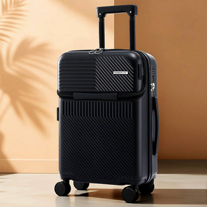 Wanderlite 20" Luggage Suitcase Front Pocket Travel Carry On TSA Black-Home &amp; Garden > Travel > Suitcases-PEROZ Accessories