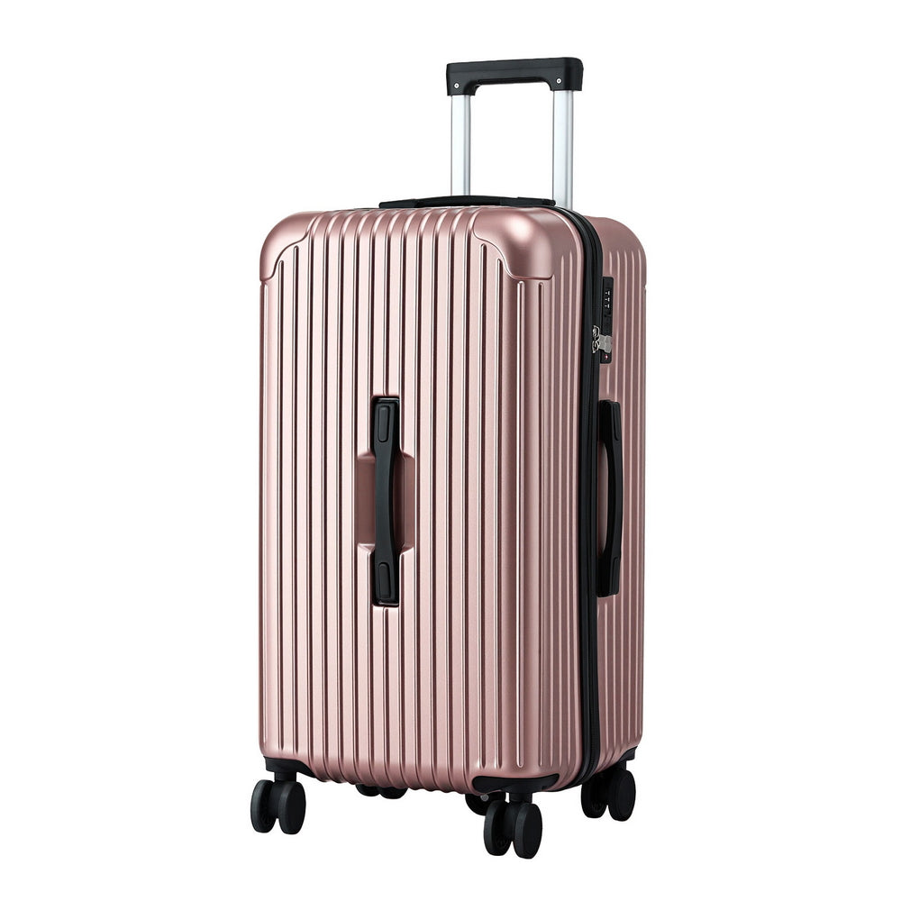 Wanderlite 28" Trunk Luggage Suitcase Travel 5 Wheels Type-C Port TSA Rose Gold-Electronics > Business &amp; Home Security > Safes &amp; Lock Boxes-PEROZ Accessories