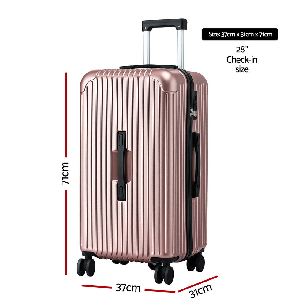 Wanderlite 28" Trunk Luggage Suitcase Travel 5 Wheels Type-C Port TSA Rose Gold-Electronics > Business &amp; Home Security > Safes &amp; Lock Boxes-PEROZ Accessories