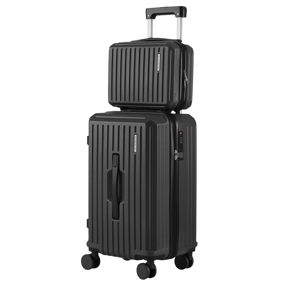 Wanderlite 2pcs Trunk Luggage Suitcase Travel Carry On TSA Lock 12" 20" Black-Home &amp; Garden > Travel > Suitcases-PEROZ Accessories