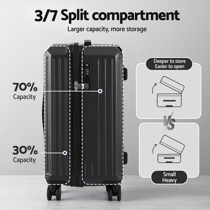 Wanderlite 2pcs Trunk Luggage Suitcase Travel Carry On TSA Lock 12" 20" Black-Home &amp; Garden > Travel > Suitcases-PEROZ Accessories