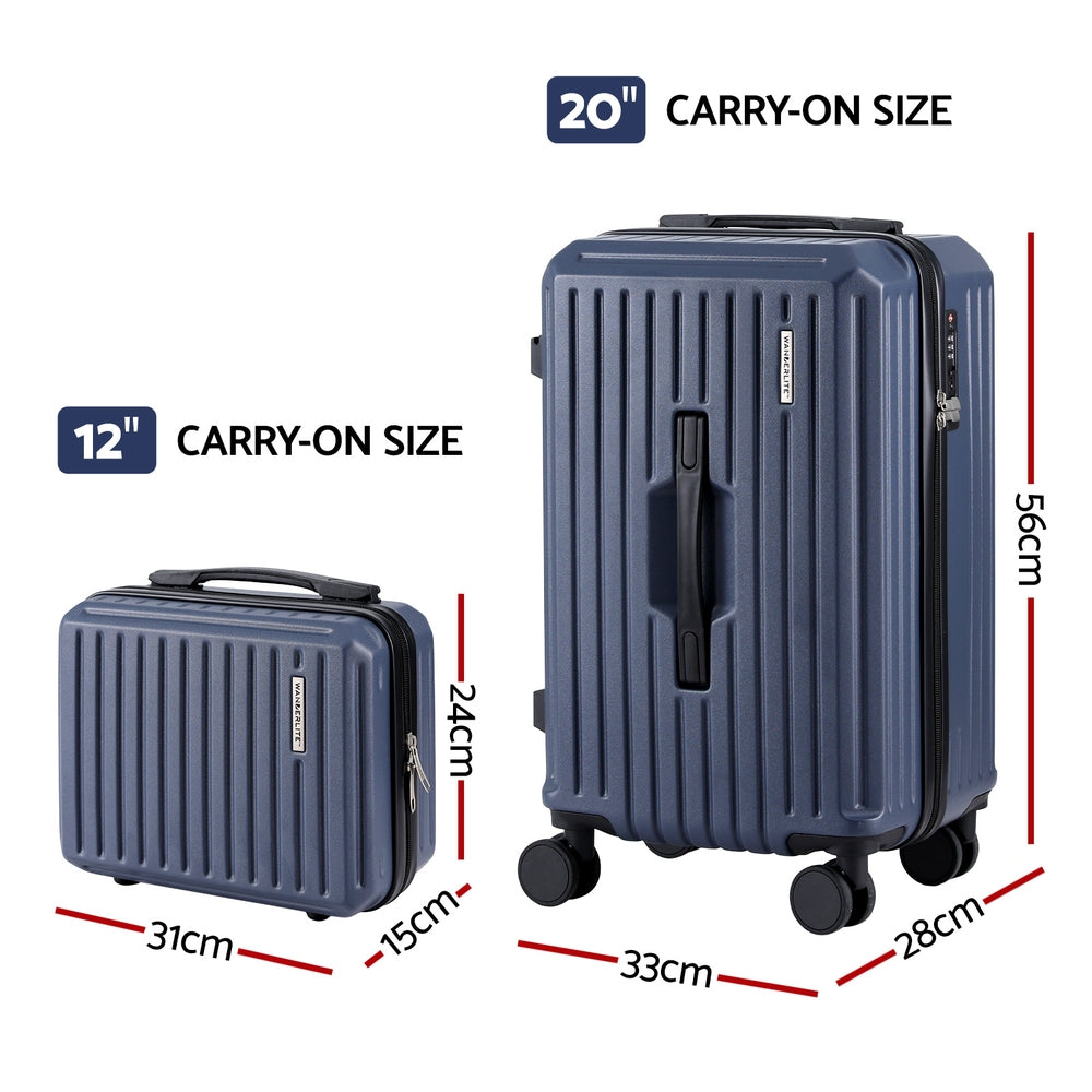 Wanderlite 2pcs Trunk Luggage Suitcase Travel Carry On TSA Lock 12" 20" Navy-Home &amp; Garden > Travel > Suitcases-PEROZ Accessories