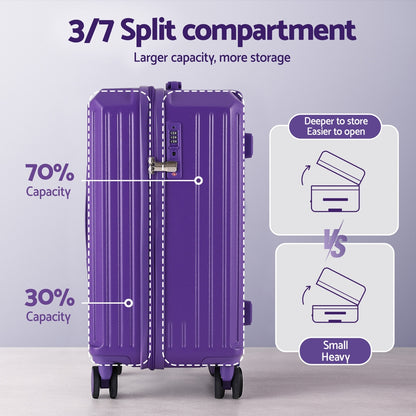 Wanderlite 2pcs Trunk Luggage Suitcase Travel Carry On TSA Lock 12" 20" Purple-Home &amp; Garden > Travel > Suitcases-PEROZ Accessories