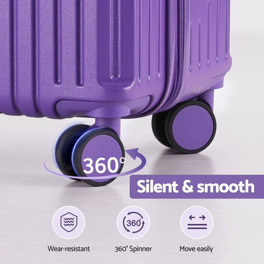 Wanderlite 2pcs Trunk Luggage Suitcase Travel Carry On TSA Lock 12" 20" Purple-Home &amp; Garden > Travel > Suitcases-PEROZ Accessories