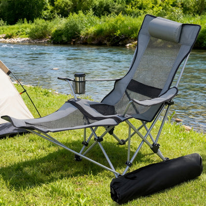Weisshorn Camping Chair Adjustable Reclining Portable Outdoor Folding Chair Grey-Furniture &gt; Outdoor &gt; Outdoor Chairs-PEROZ Accessories