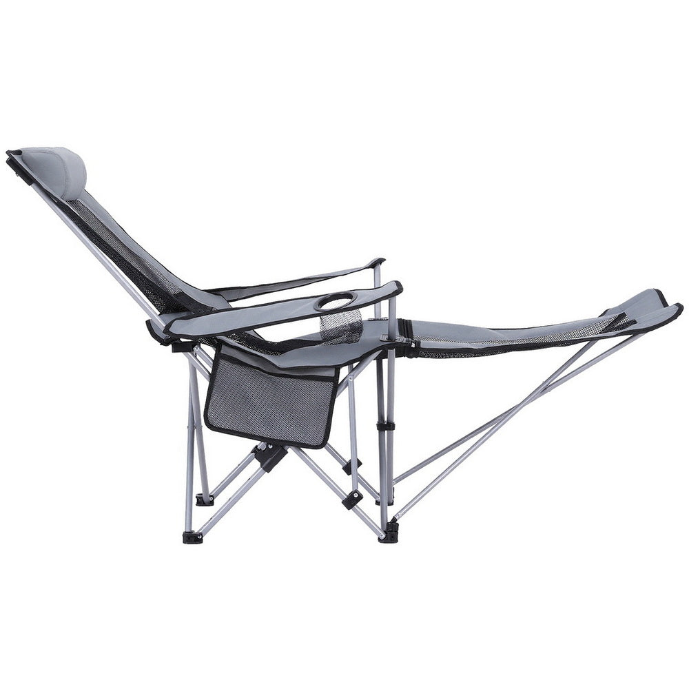 Weisshorn Camping Chair Adjustable Reclining Portable Outdoor Folding Chair Grey-Furniture &gt; Outdoor &gt; Outdoor Chairs-PEROZ Accessories