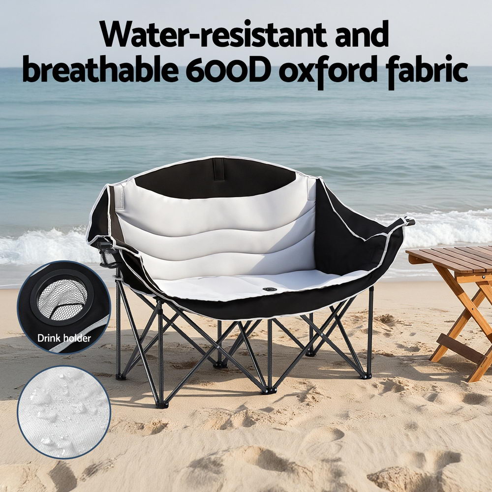 Weisshorn Camping Chair Double Folding Moon Chair Portable Seat 240KG-Outdoor Recreation > Camping > Camp Furniture-PEROZ Accessories