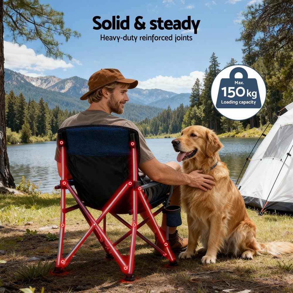 Weisshorn Camping Chair Folding Outdoor Portable Seat Lightweight Beach Picnic Fishing Capacity 120KG Navy Blue-Furniture &gt; Outdoor &gt; Outdoor Chairs-PEROZ Accessories