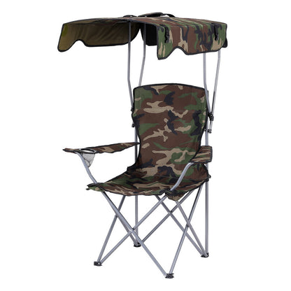 Weisshorn Camping Chair With Canopy Folding Outdoor Portable Seat Lightweight Beach Picnic Fishing Capacity 120KG Army Green-Furniture &gt; Outdoor &gt; Outdoor Chairs-PEROZ Accessories