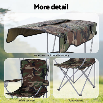 Weisshorn Camping Chair With Canopy Folding Outdoor Portable Seat Lightweight Beach Picnic Fishing Capacity 120KG Army Green-Furniture &gt; Outdoor &gt; Outdoor Chairs-PEROZ Accessories