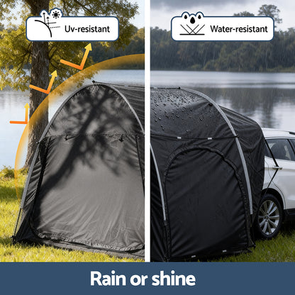 Weisshorn Camping Tent Car SUV Rear Hatchback Tents Canopy Portable Outdoor Family Black-Outdoor Recreation &gt; Camping &gt; Tents-PEROZ Accessories