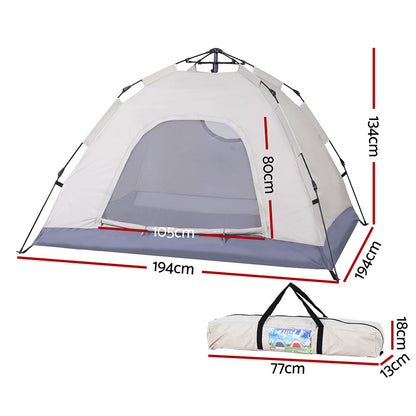 Weisshorn Camping Tent Instant Tent Pop up 2 Person Outdoor Hiking Tents Hiking Beige-Outdoor Recreation &gt; Camping &gt; Tents-PEROZ Accessories