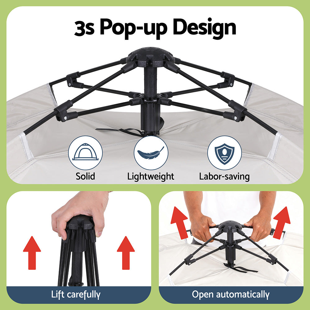 Weisshorn Camping Tent Instant Tent Pop up 2 Person Outdoor Hiking Tents Hiking Beige-Outdoor Recreation &gt; Camping &gt; Tents-PEROZ Accessories