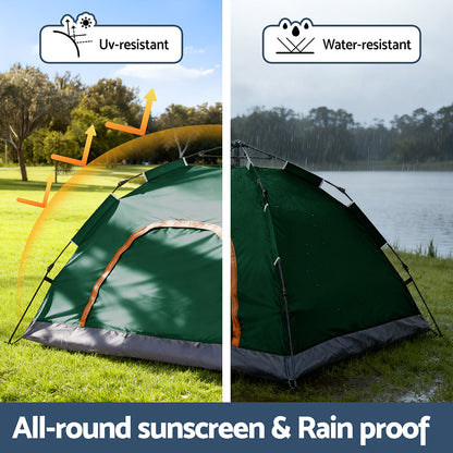 Weisshorn Camping Tent Instant Tent Pop up 2 Person Outdoor Hiking Tents Hiking Green-Outdoor Recreation &gt; Camping &gt; Tents-PEROZ Accessories