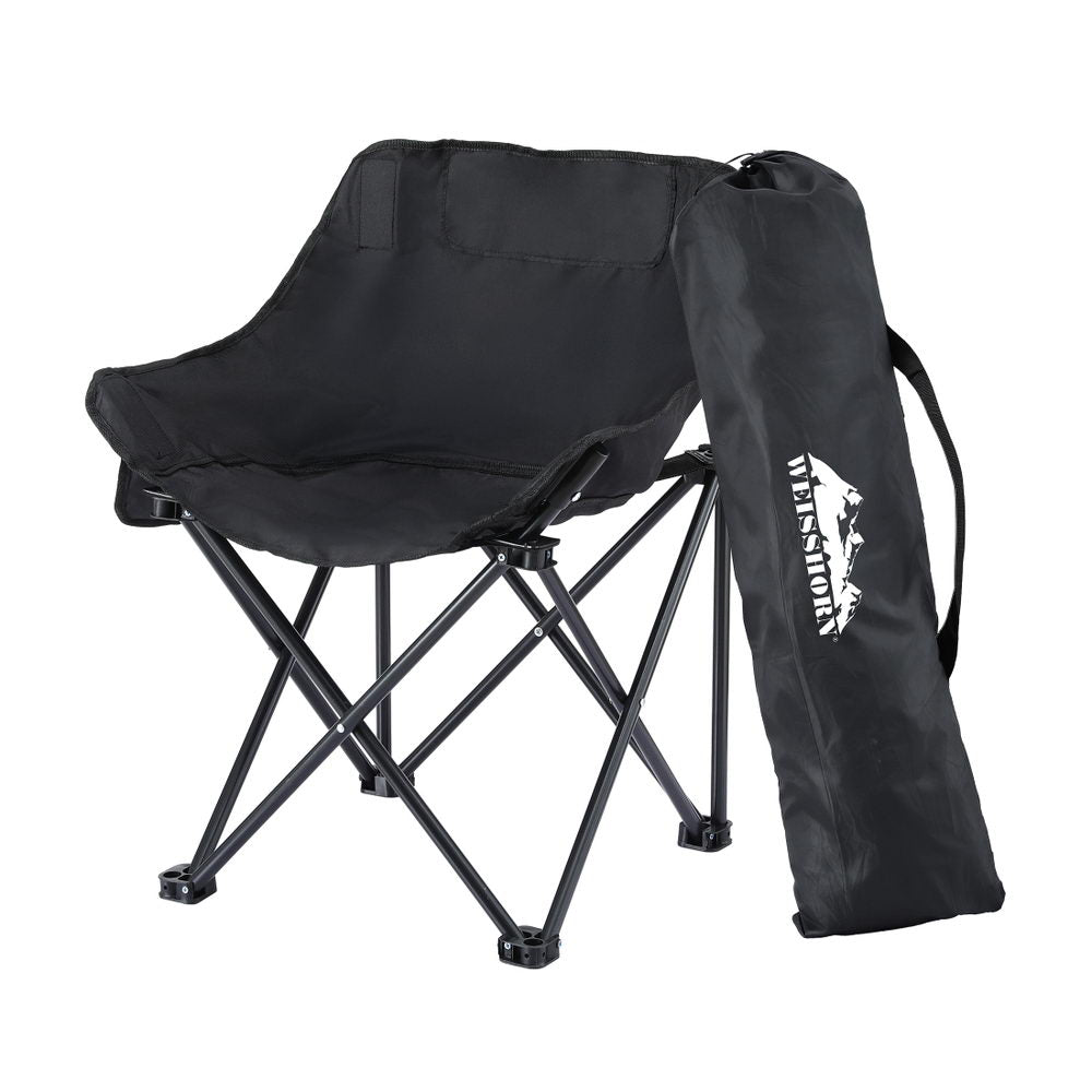 Weisshorn Folding Camping Moon Chair Portable Seat Weight Capacity 120KG Black-Outdoor Recreation &gt; Camping &gt; Camp Furniture-PEROZ Accessories