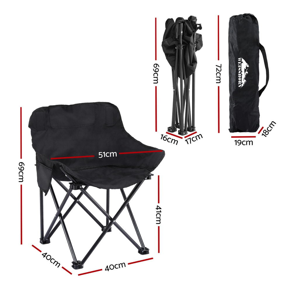 Weisshorn Folding Camping Moon Chair Portable Seat Weight Capacity 120KG Black-Outdoor Recreation &gt; Camping &gt; Camp Furniture-PEROZ Accessories