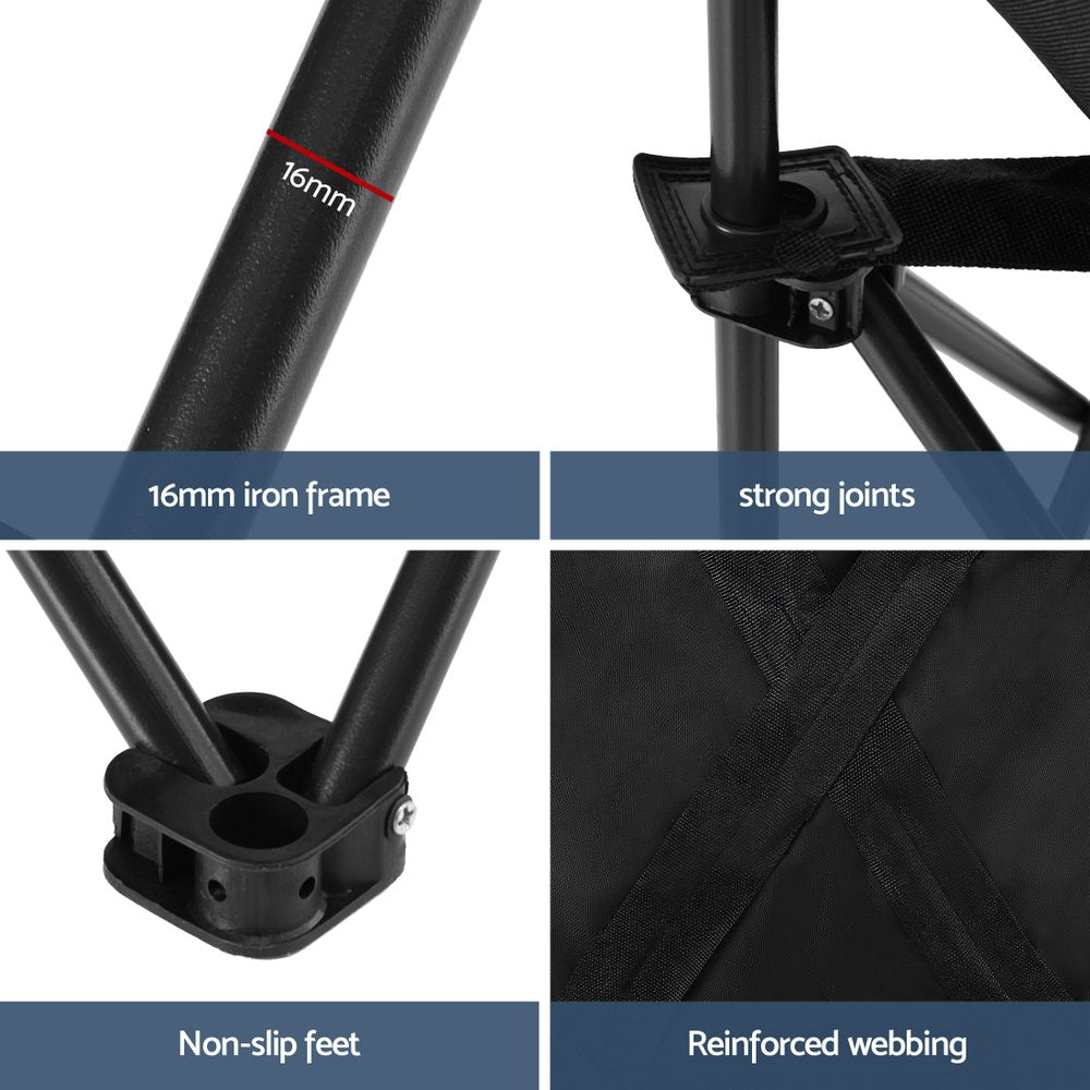 Weisshorn Folding Camping Moon Chair Portable Seat Weight Capacity 120KG Black-Outdoor Recreation > Camping > Camp Furniture-PEROZ Accessories