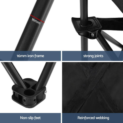 Weisshorn Folding Camping Moon Chair Portable Seat Weight Capacity 120KG Black-Outdoor Recreation > Camping > Camp Furniture-PEROZ Accessories