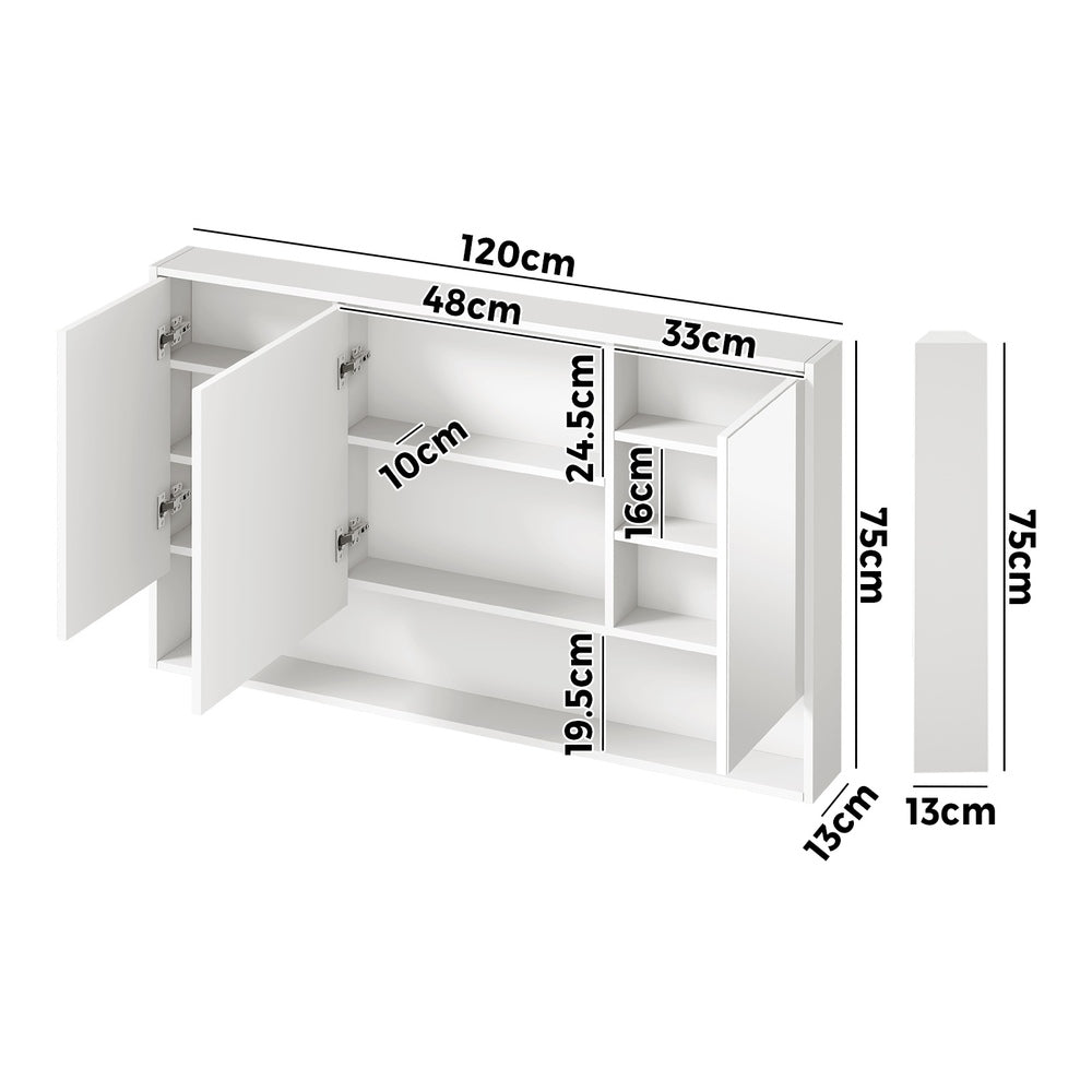 Welba Bathroom Mirror Cabinet LED Wall Storage 1200x750mm-Bathroom Cabinet-PEROZ Accessories