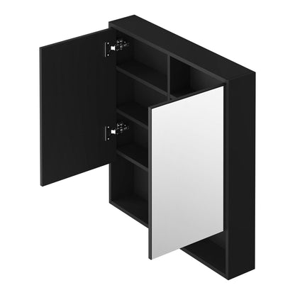 Welba Bathroom Mirror Cabinet LED Wall Storage 750x750mm Black-Bathroom Cabinet-PEROZ Accessories