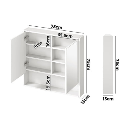 Welba Bathroom Mirror Cabinet LED Wall Storage 750x750mm-Bathroom Cabinet-PEROZ Accessories