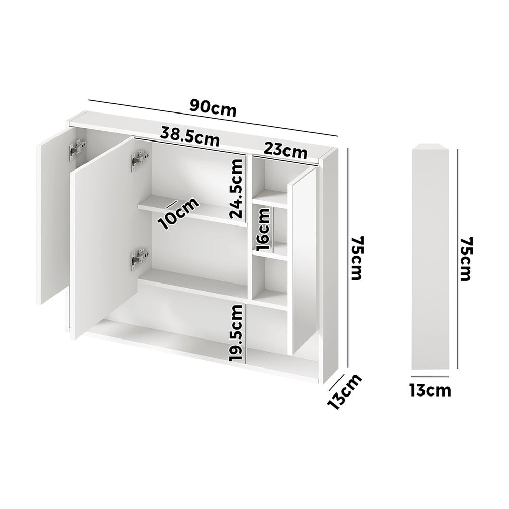 Welba Bathroom Mirror Cabinet LED Wall Storage 900x750mm-Bathroom Cabinet-PEROZ Accessories